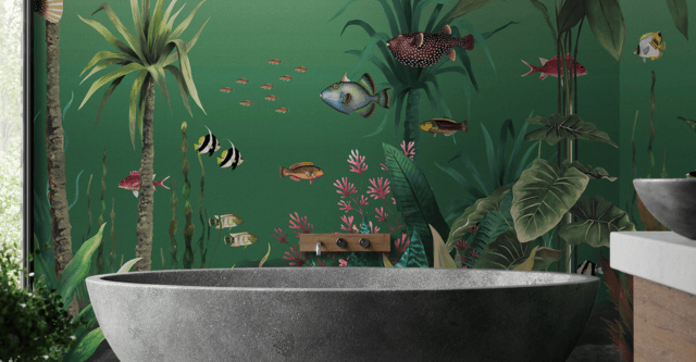 Creëer een zee van kleur met het aquarium behang van Graham and Brown